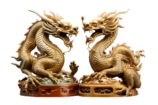 Golden Dragon Duo: A Mythical Encounter.