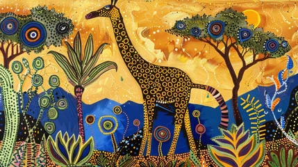 Deurstickers African Wildlife, Landscapes, Flora, and Cultural in Paintings © Anowar