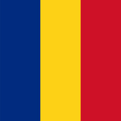 Romania flag - solid flat vector square with sharp corners. - obrazy, fototapety, plakaty