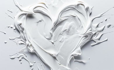 Heartfelt Radiance: Skincare Cream Smear on White Background - obrazy, fototapety, plakaty