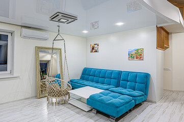 standard interior apartment. living room with sofa