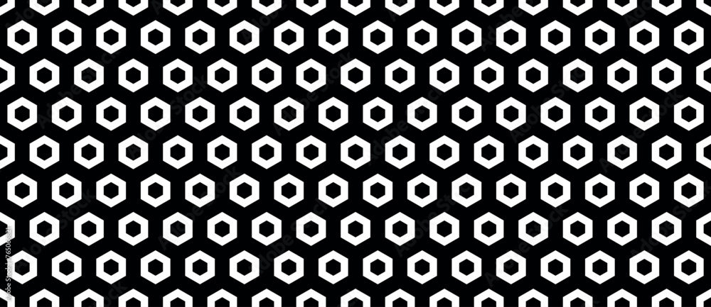Poster abstract seamless background with hexagons monochrome black and white hexagon polygonal pattern back
