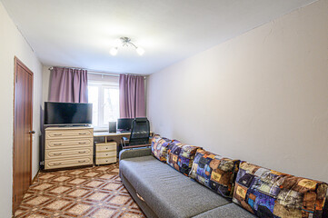 standard interior apartment. living room with sofa