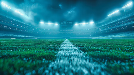 A Night to Remember: An Empty Stadium Bathed in Light, Awaiting the Roar of Fans and the Clash of Titans