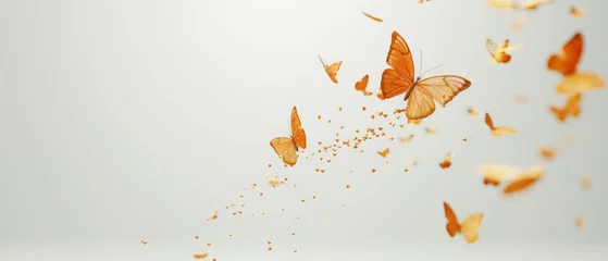 Rideaux velours Papillons en grunge  A swarm of golden butterflies dancing in the air