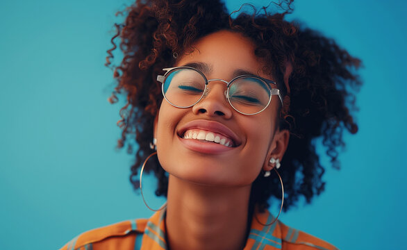 Woman with Glasses and Hoop Earrings