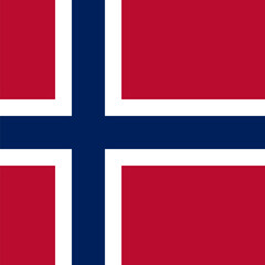Obraz premium Norway flag - solid flat vector square with sharp corners.