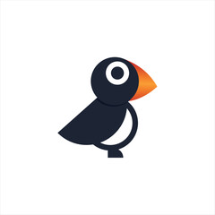a black and orange bird with a yellow beak and a black and white background.