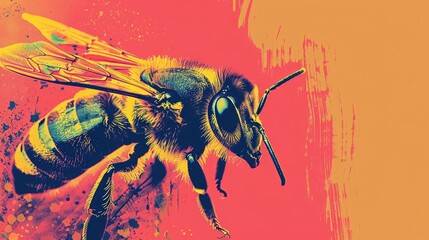A vibrant poster advocating for the protection of bees, highlighting their role in pollination and the dangers they face from pesticides and habitat loss