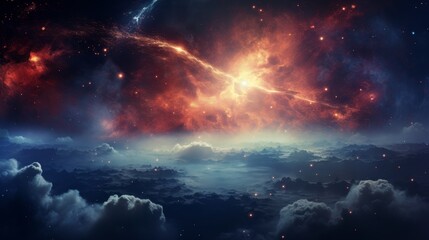 Vibrant galactic nebula in the cosmos stellar night sky, universe astronomy and supernova scene - obrazy, fototapety, plakaty