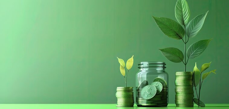 Innovative green financing models promoting sustainable projects, solid color background