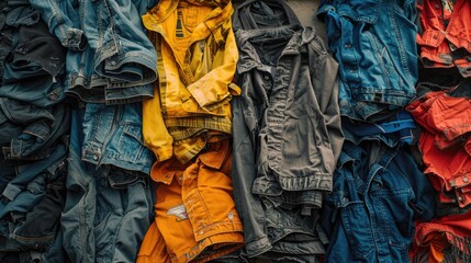 A visual comparison showcasing the impact of secondhand clothing on reducing waste and promoting a circular economy in the fashion industry - obrazy, fototapety, plakaty