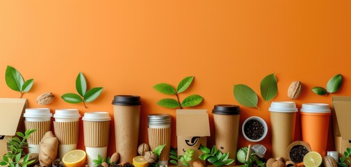 Widespread use of biodegradable materials in everyday products, solid color background