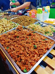 Fried insects in the market