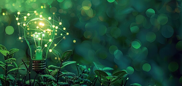 Governmental support for green tech startups and innovations, solid color background