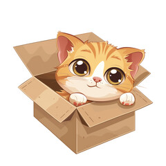 Cute baby kitten looking out of the box