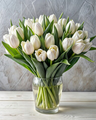 bouquet, white tulips