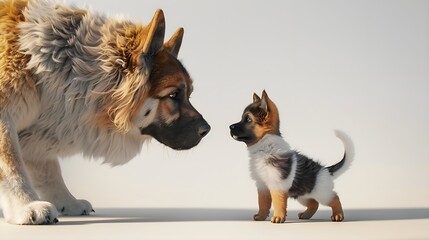 mentor and apprentice: a German Shepherd engaging in playful teaching with a lively puppy