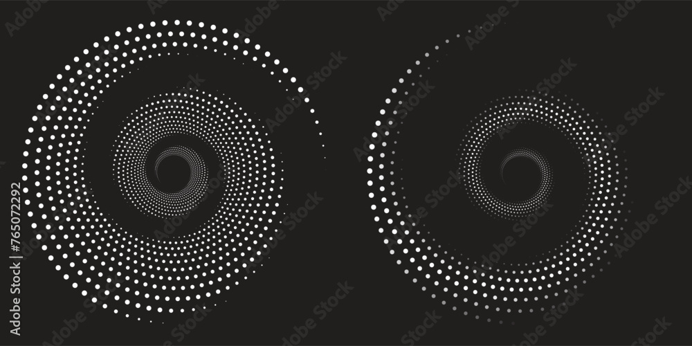 Poster background with monochrome dotted texture. polka dot pattern template spiral dots