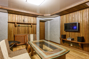 standard interior apartment. living room with sofa
