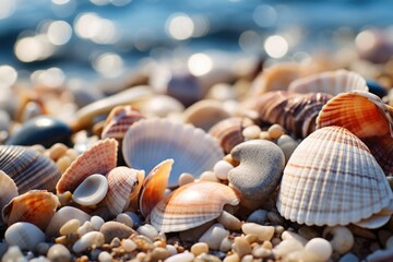 Fototapeta na wymiar Seashells on the shore
