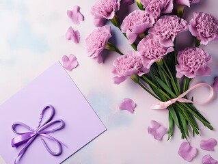 carnation flowers with gift