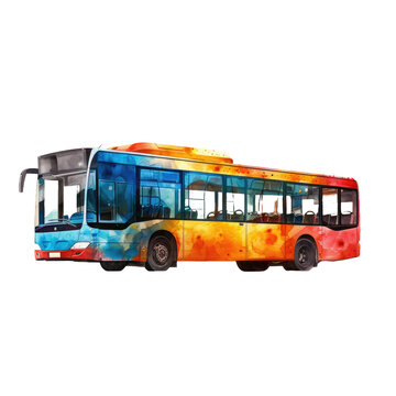  Colorful bus on white background