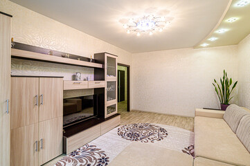 standard interior apartment. living room with sofa