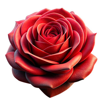 Beautiful red rose flower with different cute flowers 3d