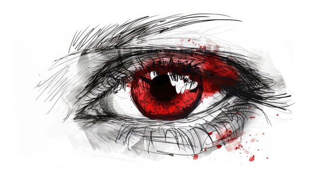 Chalk Sketch of Red Eye. Generative AI