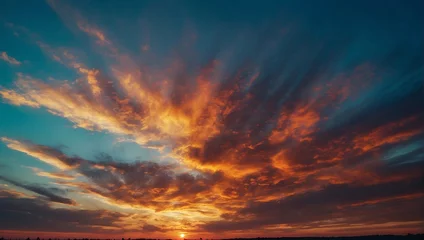 Fototapeten Vibrant fantasy panoramic sunset sky - Gradient rich colors - beautiful summer sunset or sunrise sky. AI generated © queen