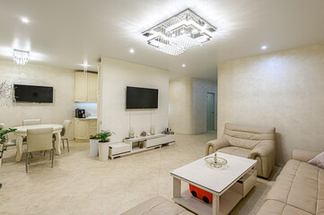 Fototapeta na wymiar standard interior apartment. living room with sofa