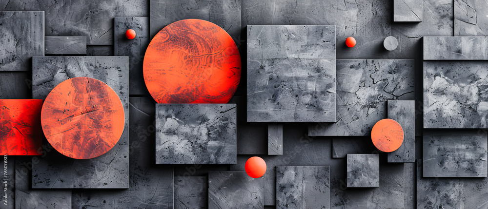Poster abstract geometric concept, a collection of cubes and blocks in a creative and modern composition