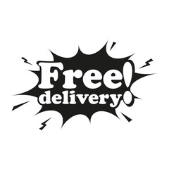 Free delivery banner. Speech bubble with Free delivery text. Pop art style. Simple illustration of comic boom free delivery icon for web	