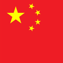 China flag - solid flat vector square with sharp corners.