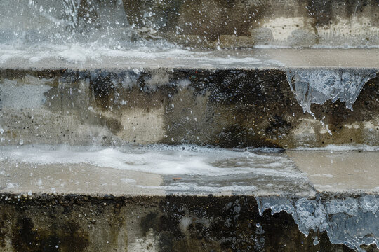 An Abstract Image Of A Water Leak, With The Water Flowing Down A Series Of Steps.