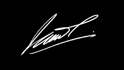Abstract signature idea starting with the first letter I animated frame by frame. White writing with a transparent background or alpha channel. Suitable for use as video material or motion graphics.
