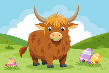  Highland Cow Easter Clipart  