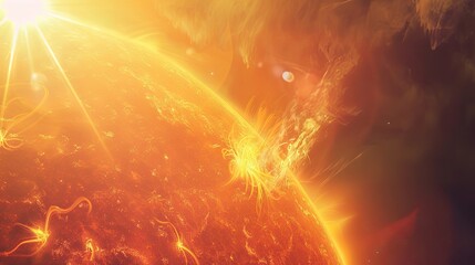Solar Flare Sun. Generative AI