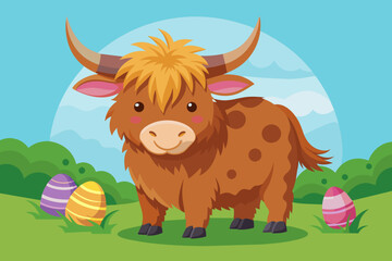  Highland Cow Easter Clipart  
