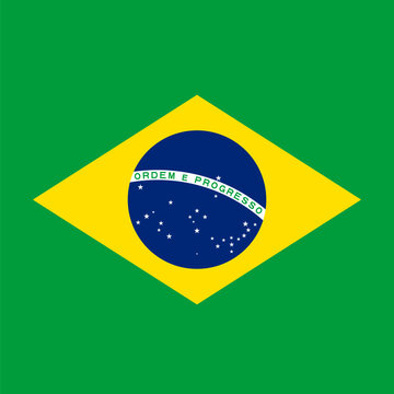 Brazil flag - solid flat vector square with sharp corners.