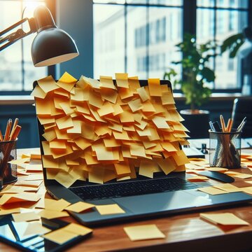 sticky notes on computer screen