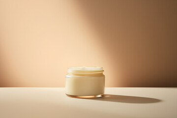 Cosmetics mockup, containers for cream product on beige background. Eco nature packages present