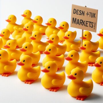 action of toy yellow ducks