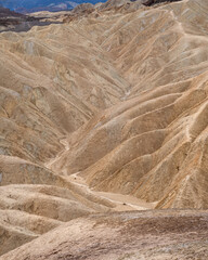 Zabriskie Point in Death Valley with colorful sediment formations