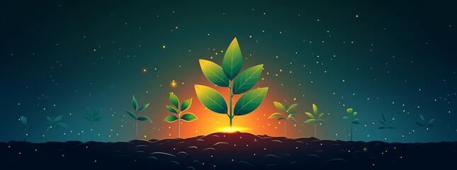 Elegant green plant logo design, minimalist and stylish.generative ai - obrazy, fototapety, plakaty