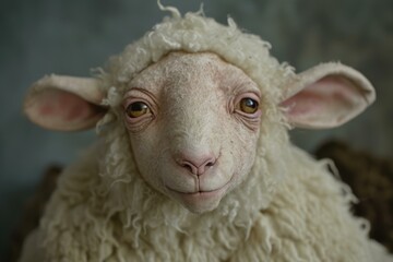 Fluffy Anthropomorphic baby sheep. Season decoration. Generate Ai
