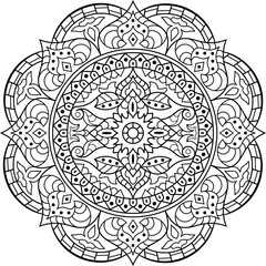 Mandala. Ethnic round ornament for Henna, tattoos, decorations.
Coloring book page. Vector illustration.