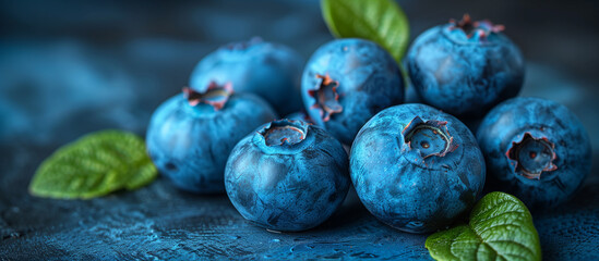 Fresh blueberries close up. Healthy food, sweet healthy dessert. Blue berries background.