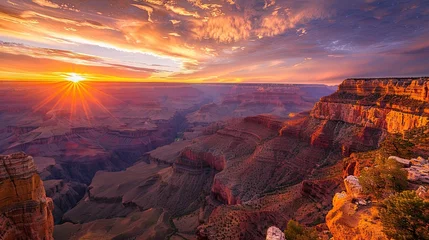 Foto op Aluminium Explore nature's masterpiece. Our image captures the splendor of the Grand Canyon with its mighty canyons and vibrant sunsets, with nearby hotels and campgrounds for convenience © pvl0707
